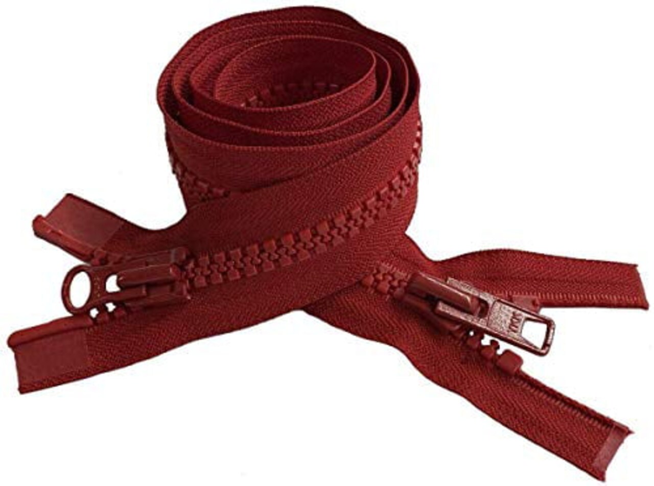 #10 Vislon Molded Separating Two-Way YKK Heavy Duty Jacket Zipper - Choose Your Length & Color - 1 Zipper Per Pack - Made in The United States (Red - 519, 36" Inches)